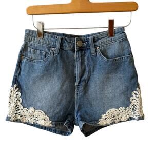 BDG Urban Outfitters Erin High Denim Shorts Lace trim 25